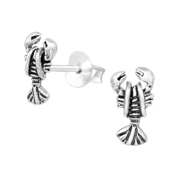 Sterling Silver Lobsters Simple Stud Earrings - Picture 1 of 7